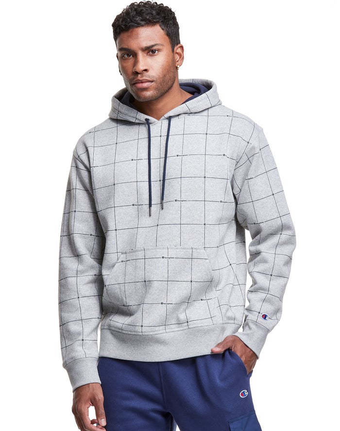 Champion Hoodie Heren - Grijs - Powerblend All Over Logo ( 546182-ZLE )